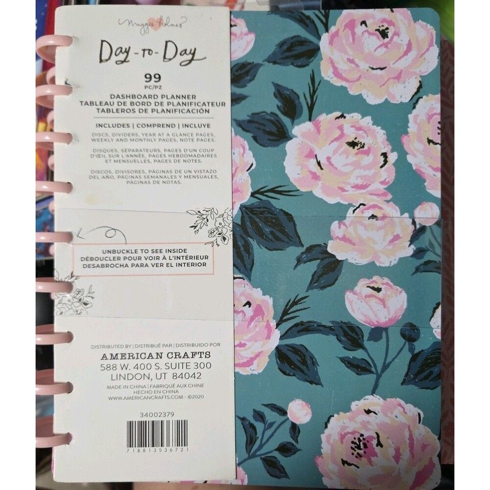 Maggie Holmes Day-To-Day Undated Dashboard Planner‎ 7.5"X9.5"-Blue & Pink Rose